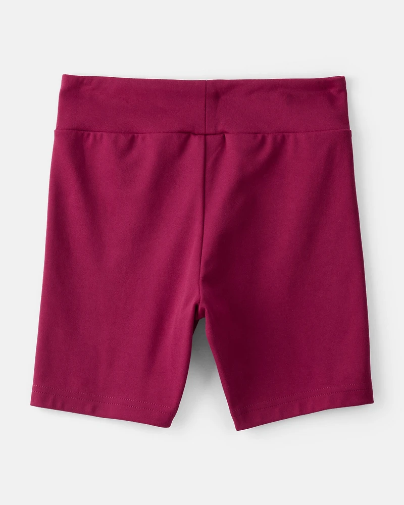 Girls Knit Bike Shorts - Burgundy
