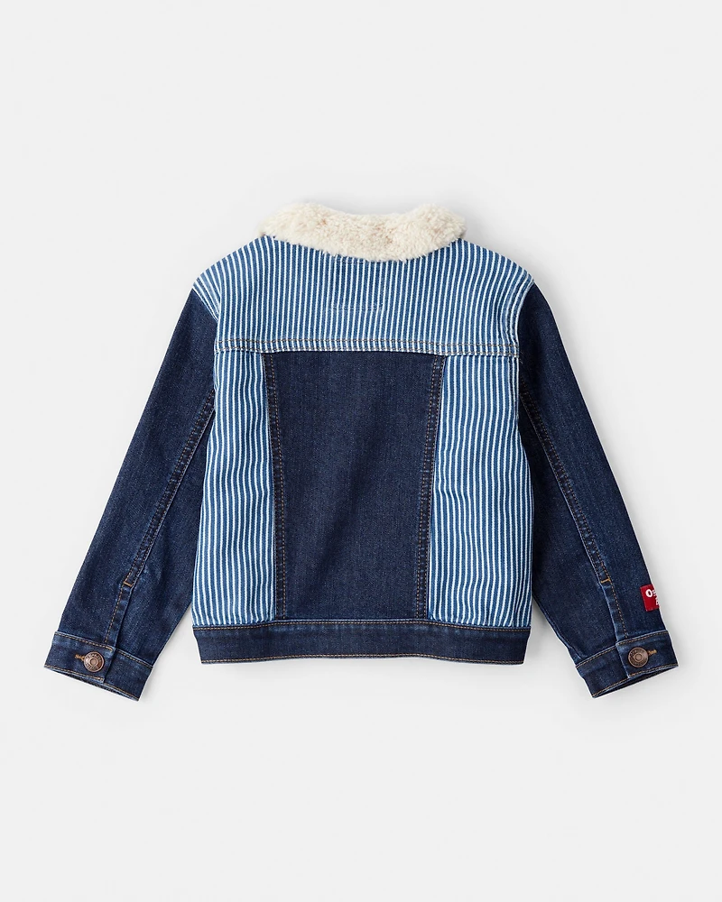 Toddler Boy Sherpa Denim Jacket - Blue