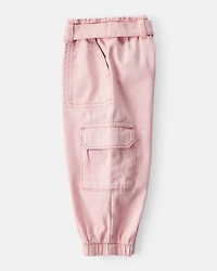 Baby Girl Cotton Cargo Joggers - Pink