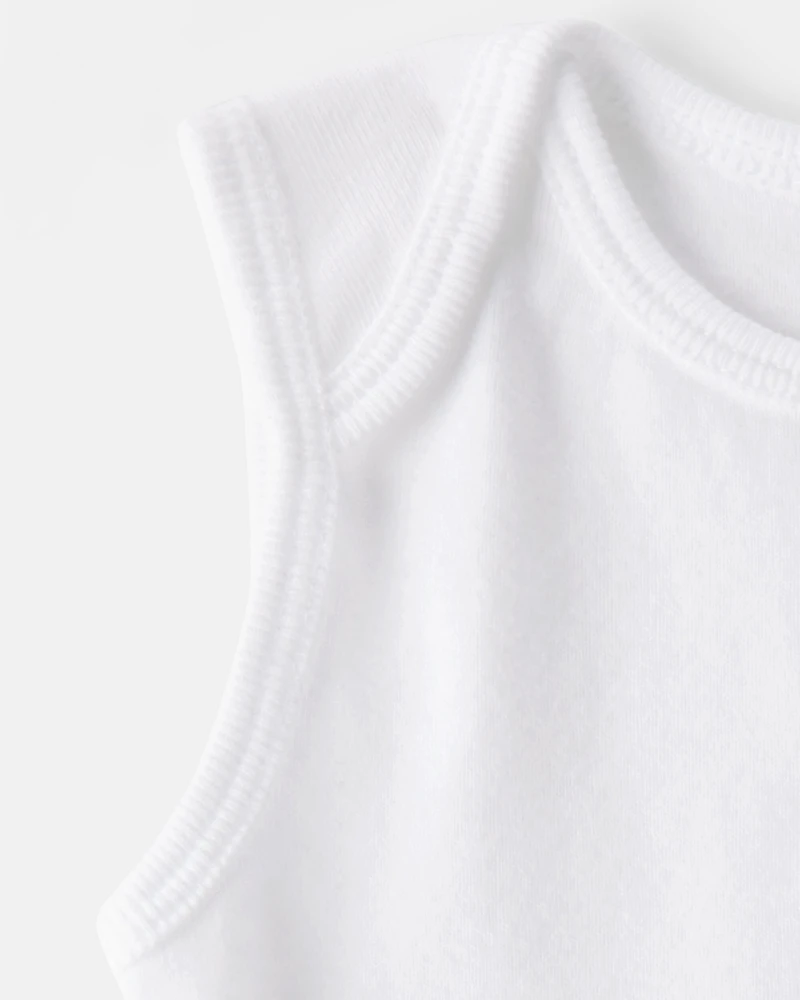 Baby 5-Pack Sleeveless Bodysuits - White