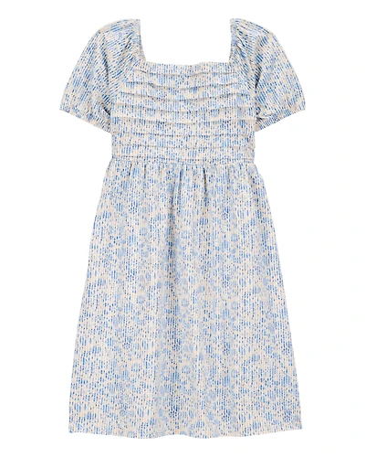 Kid Smocked Floral Print Dress