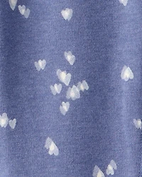 Girls DayDream Fleece Heart Print Drawstring Joggers - Navy