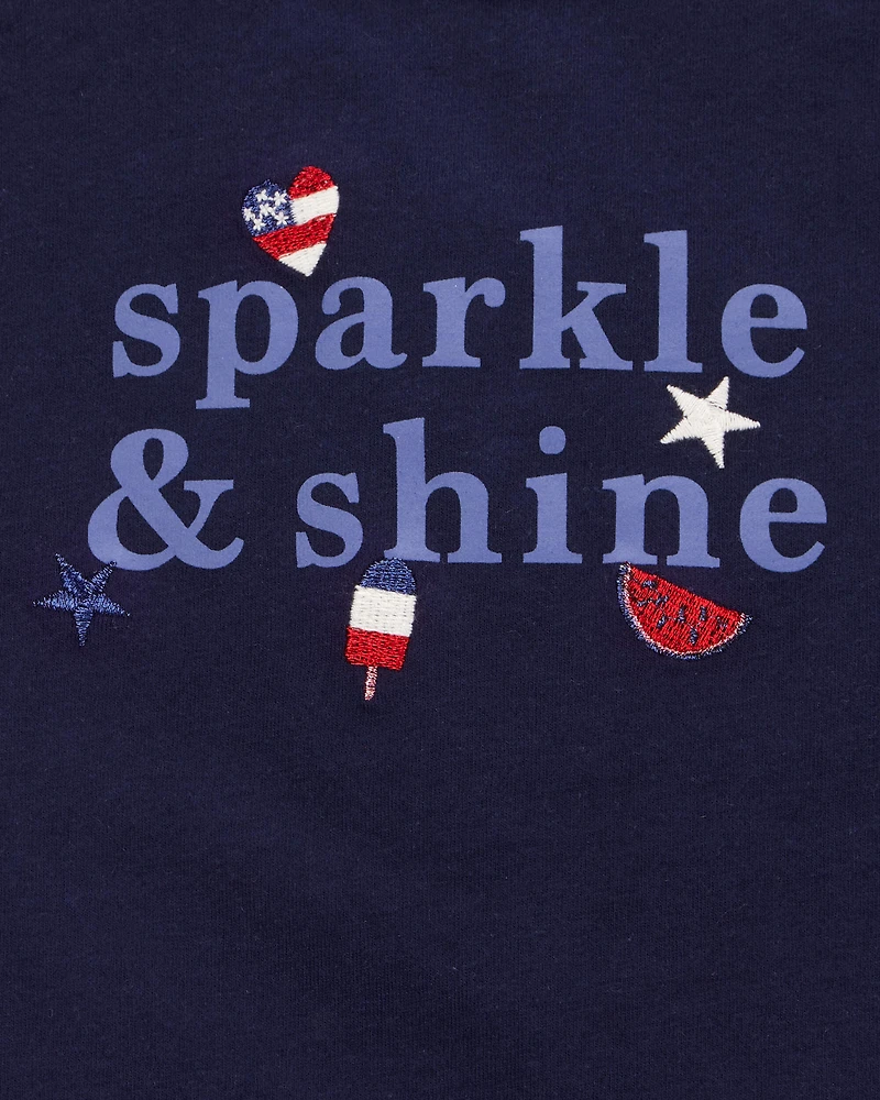 Toddler 2-Piece Sparkle & Shine 4th Of July Tee & Twill Bow Shorts Set - Navy/Red