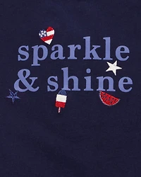 Toddler 2-Piece Sparkle & Shine 4th Of July Tee & Twill Bow Shorts Set - Navy/Red