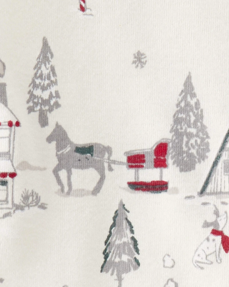 Baby Organic Cotton Pajamas Set Winter Village Print