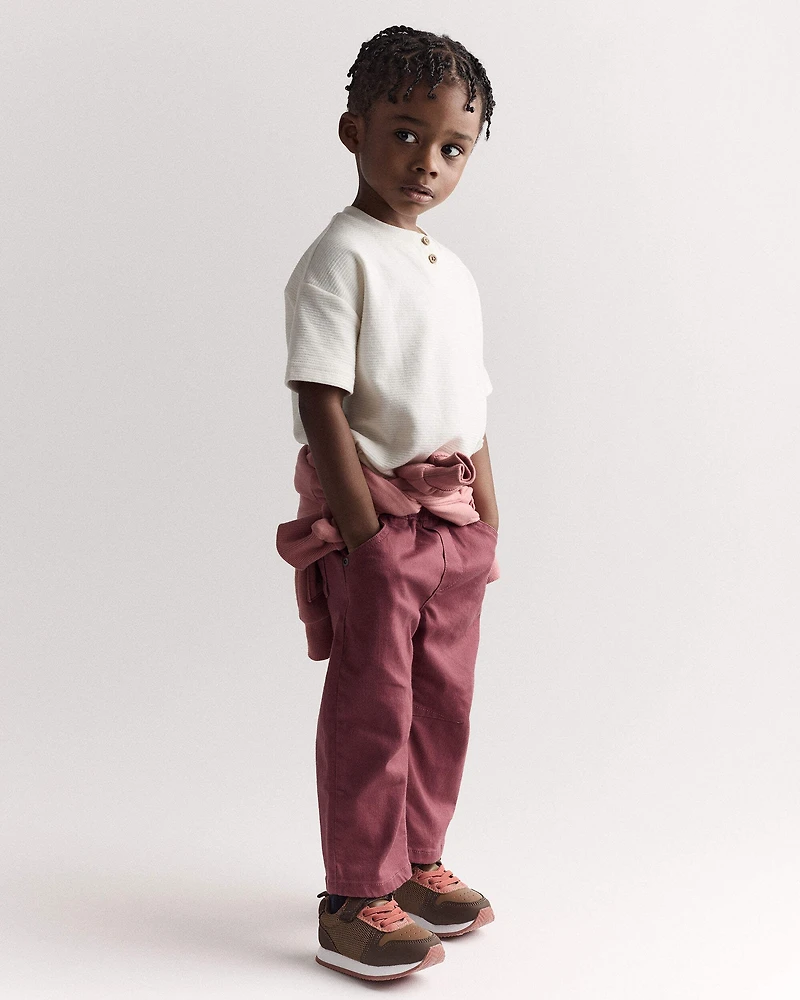 Toddler Boy Short-Sleeve Pocket Henley Tee - Cream