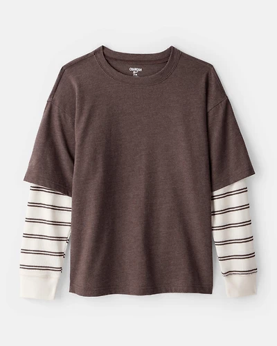 Boys Layered Long-Sleeve T-Shirt - Brown