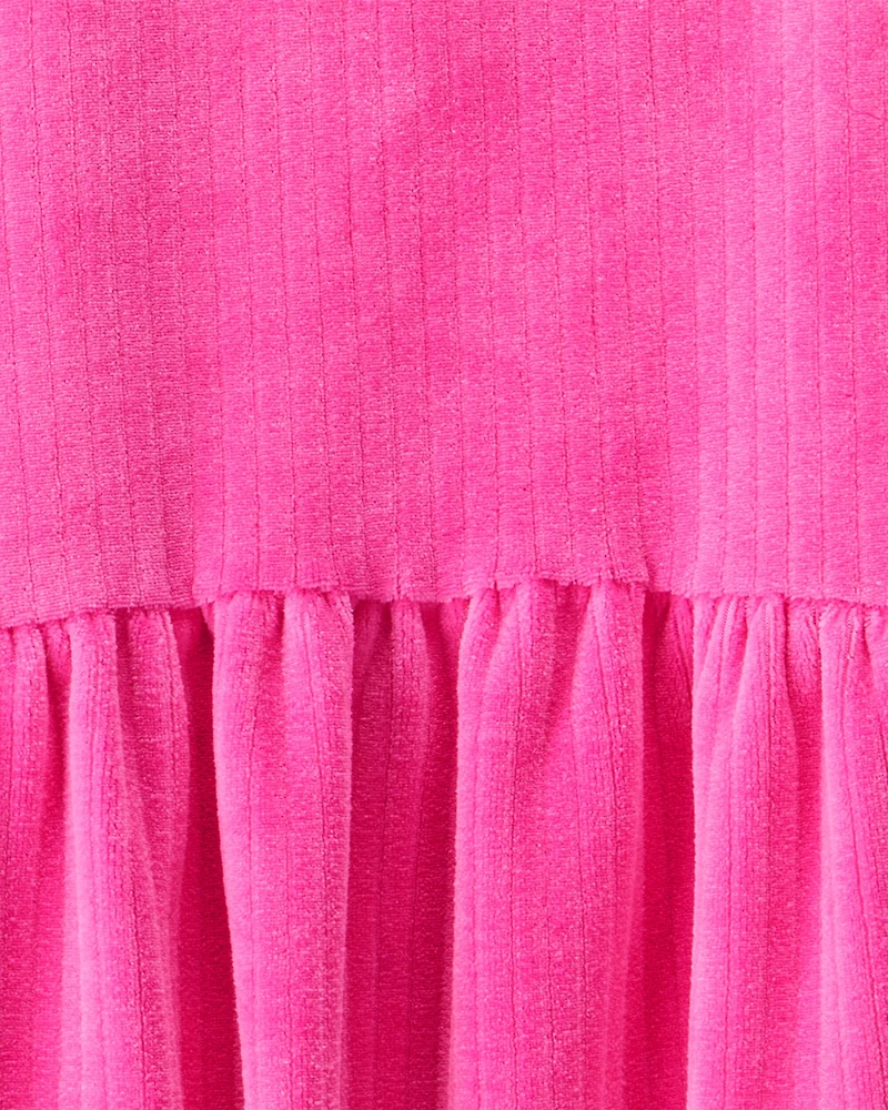 Toddler Girl Heart Velour Dress Set - Pink