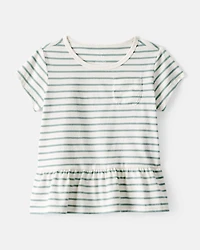 Toddler Girl Striped Short-Sleeve Peplum Top - White/Green
