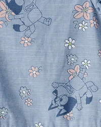 Toddler Girl Bluey Floral Print Denim Dress - Blue