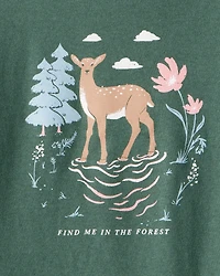 Girls Deer Long-Sleeve Graphic Tee - Green
