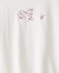 Girls Good Luck Charm Cotton Short-Sleeve Graphic Tee - White
