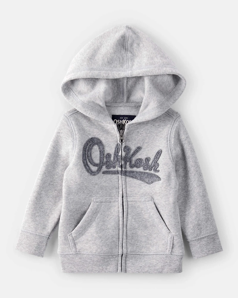 Baby Boy Fleece Hooded Zip-Up Jacket - Grey