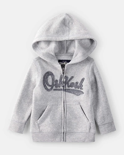 Baby Boy Fleece Hooded Zip-Up Jacket - Grey