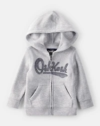 Baby Boy Fleece Hooded Zip-Up Jacket - Grey