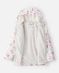 Girls Floral Long-Sleeve Midweight Anorak Jacket - White