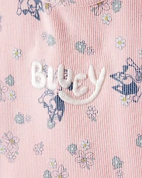 Toddler Girl Bluey Floral Print Short-Sleeve Graphic Tee - Pink