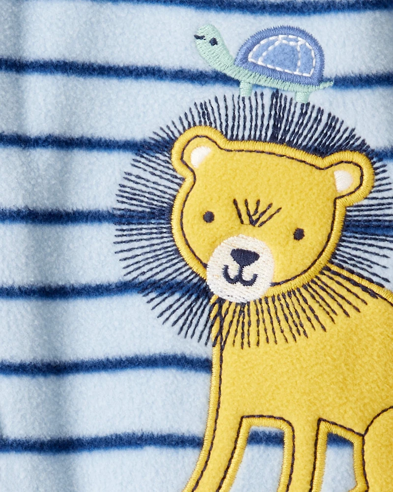 Baby Boy Lion Print Loose Fit Sleep & Play Pajamas - Blue