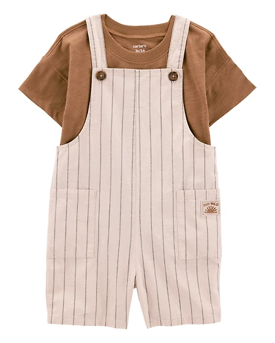 Toddler 2-Piece Tee & Striped Shortall Set