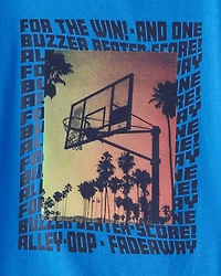 Boys Basketball Long-Sleeve Graphic Tee - Blue