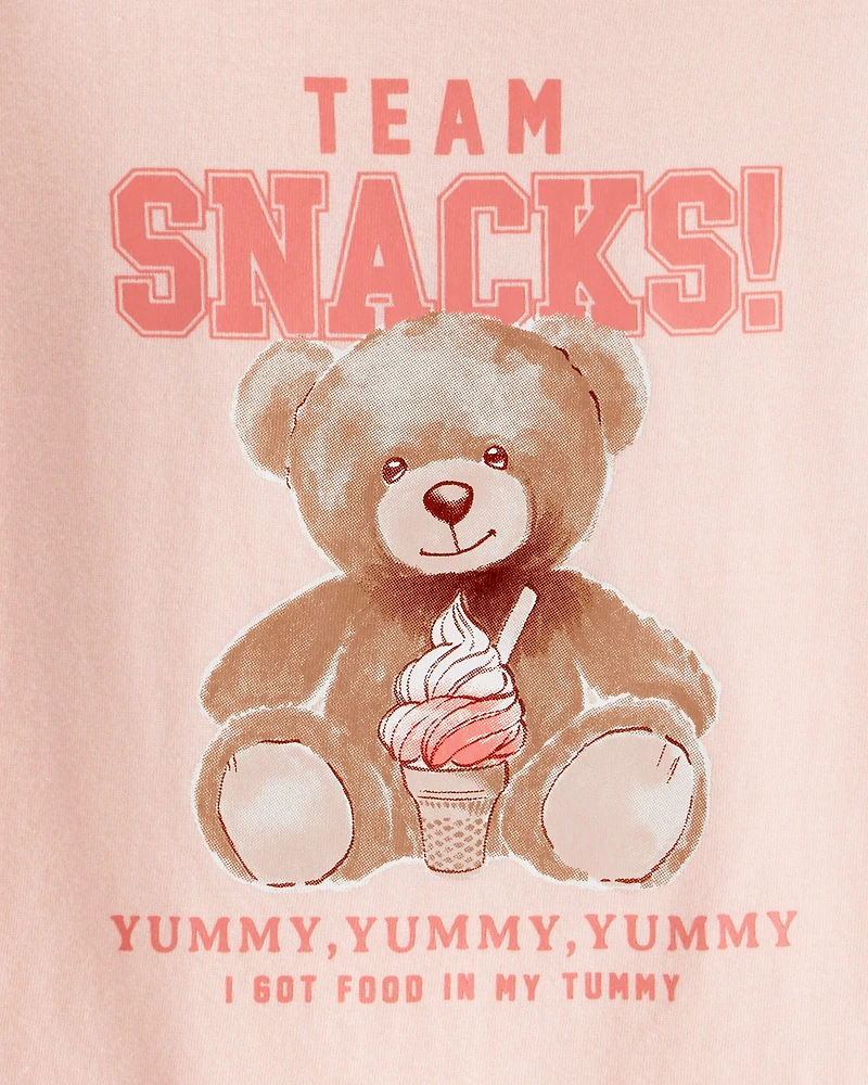 Toddler Girl Team Snacks Bear Long-Sleeve Graphic Tee - Pink