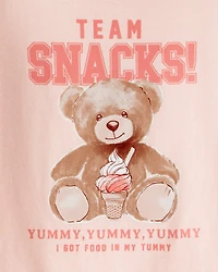 Toddler Girl Team Snacks Bear Long-Sleeve Graphic Tee - Pink