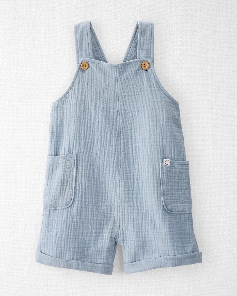 Toddler Organic Cotton Gauze Shortalls Seal Blue