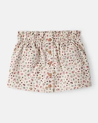 Toddler Girl 2-Piece Long-Sleeve Button-Down Top & Floral Print Cotton Skirt Set - Multi