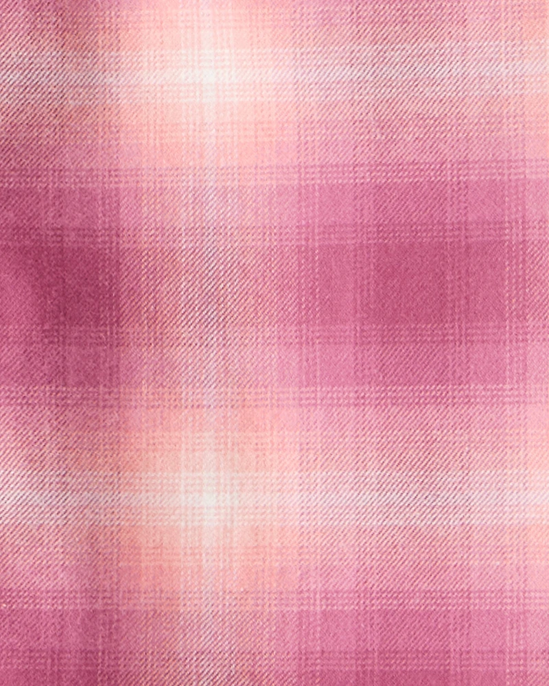 Girls Plaid Long-Sleeve Button-Down - Pink