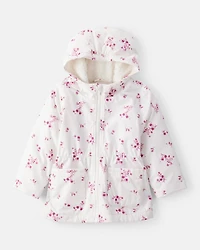 Toddler Girl Floral Long-Sleeve Midweight Anorak Jacket - White