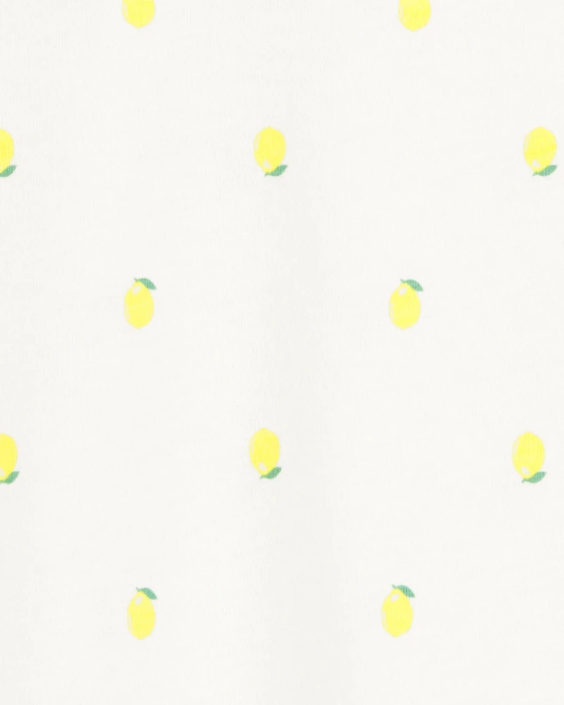 Kid Lemon Print Short-Sleeve Fashion Top - Ivory