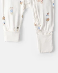 Baby Dog Print PurelySoft Snug Fit Sleep & Play Pajamas - White