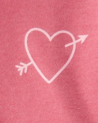 Girls Heart Print Quarter-Zip Pullover Sweatshirt - Pink