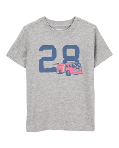 Toddler Firetruck Short-Sleeve Graphic Tee - Grey