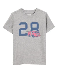 Toddler Firetruck Short-Sleeve Graphic Tee - Grey