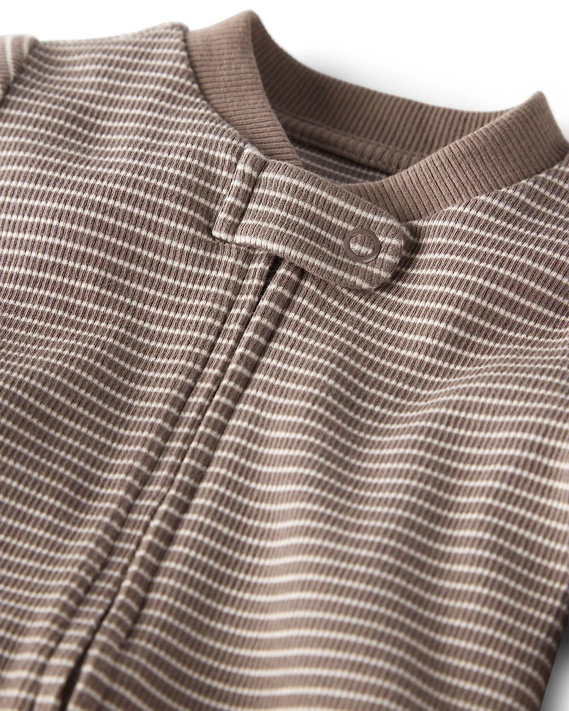 Baby Organic Cotton Sleep & Play Brown Stripes
