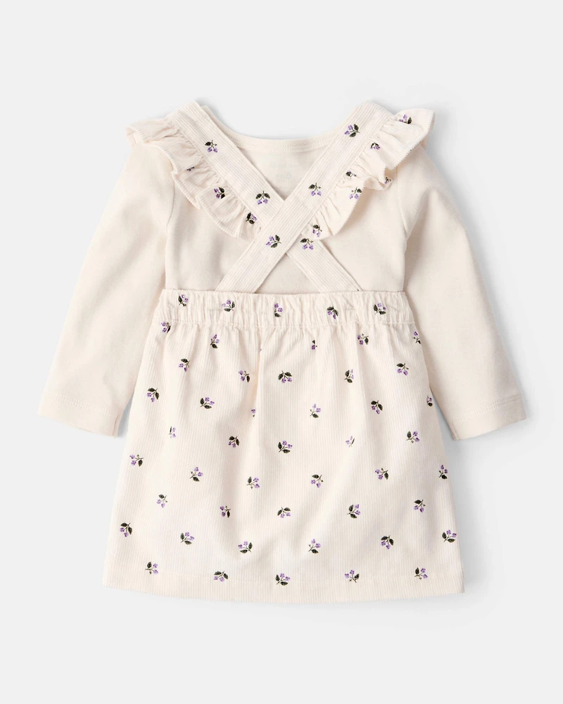 Baby Girl 3-Piece Floral Long-Sleeve Dress Set - White