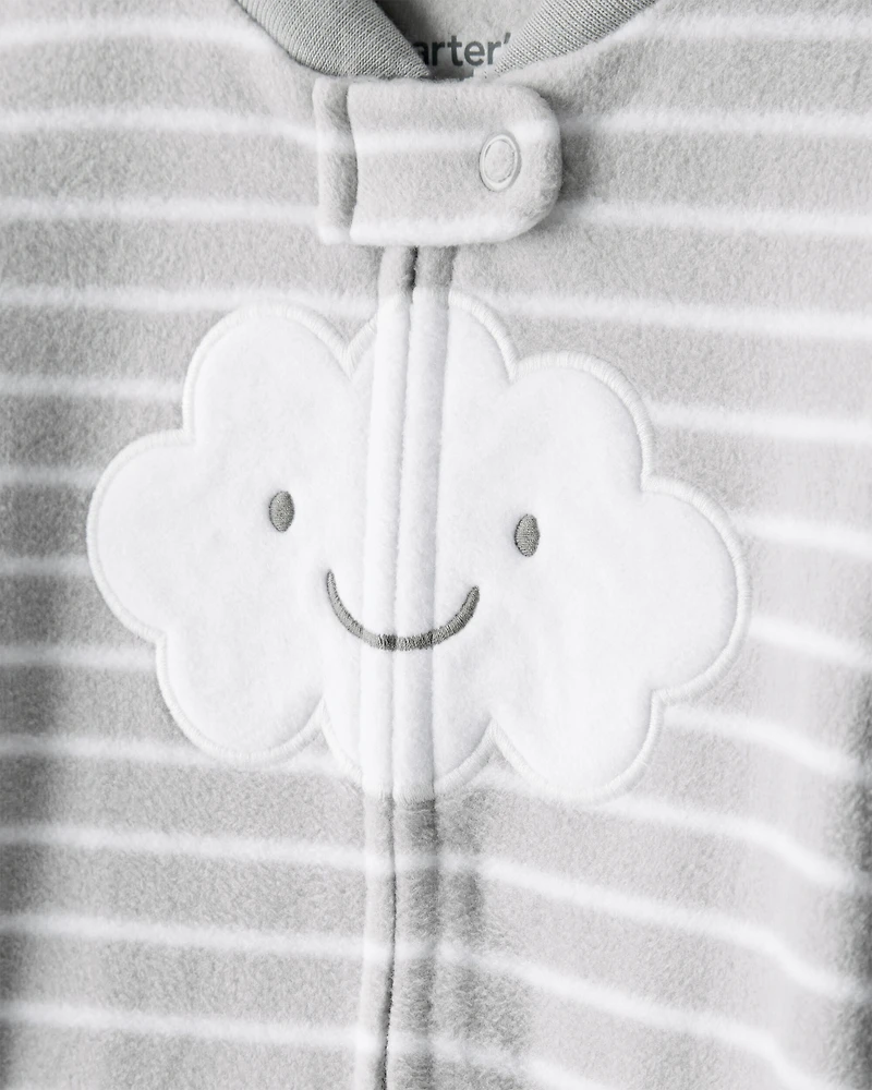 Baby Cloud Print Loose Fit Sleep & Play Pajamas - Grey