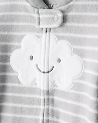 Baby Cloud Print Loose Fit Sleep & Play Pajamas - Grey