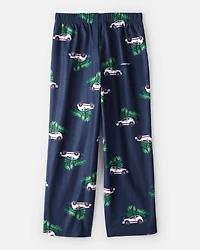Kid Christmas Cars Fleece Loose Fit Pajama Bottoms - Navy