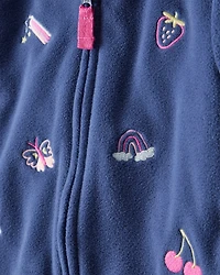Baby Girl 3-Piece Art Print Jacket, Bodysuit & Pant Set - Blue/Pink