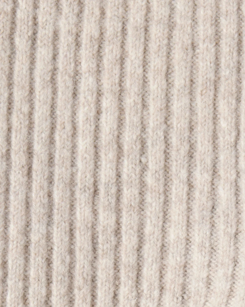 Baby Girl Ribbed Sweater Knit Pants - Cream