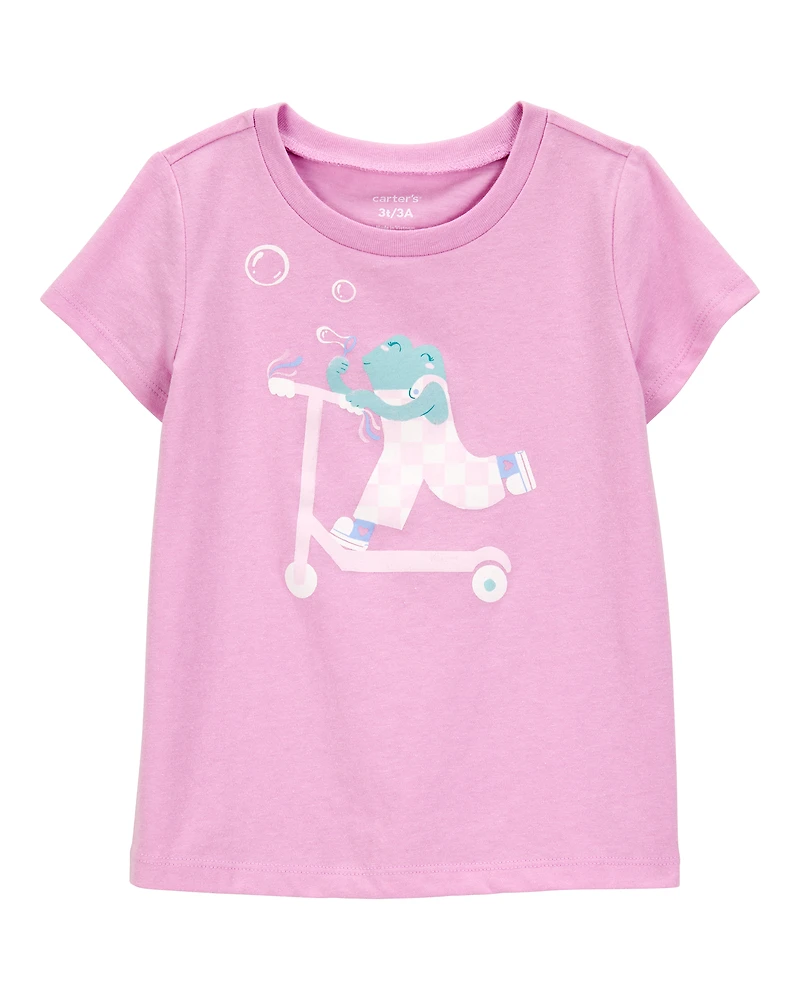 Toddler Girl Scooter Frog Short-Sleeve Graphic Tee - Pink