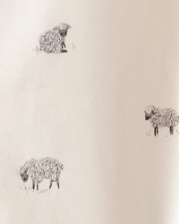 Baby Sheep Print 100% Cotton Long-Sleeve Sleep & Play - Ivory
