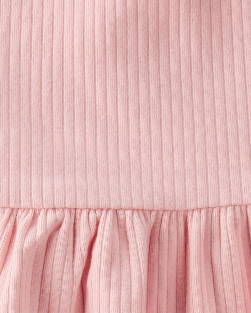 Toddler 2-Piece Ribbed Tee & Pull-On Pant Set - Pink