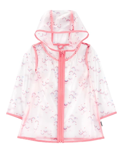 Toddler Rainbow Translucent Rain Jacket - Pink