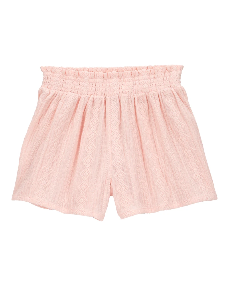 Kid Pull-On Smocked Shorts - Pink