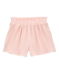 Kid Pull-On Smocked Shorts - Pink