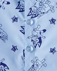 Baby Boy Bluey Short-Sleeve Button-Front Shirt - Blue