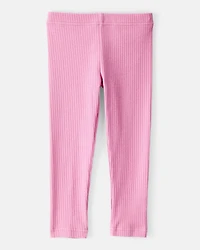 Toddler Girl Cotton Rib Pull-On Stretch Leggings - Purple